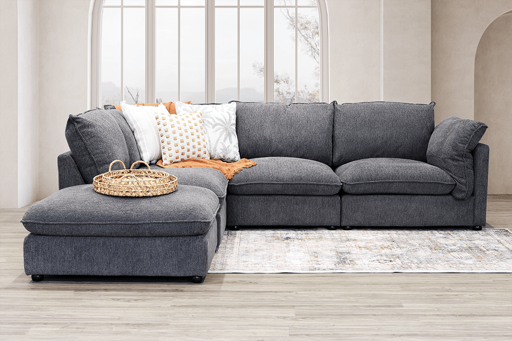 Cruz Night 4 Seater Lounge With Left Hand Chaise With Ottoman